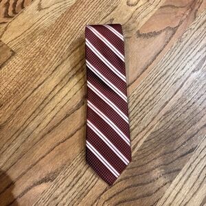 Zianetti Italian Silk Collection Men's‎ Tie Red Black White Striped 100% Silk